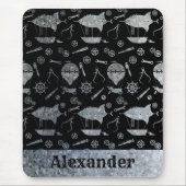 Steampunk Silver Zinc Airships Muismat (Voorkant)