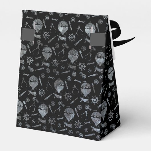 Steampunk Silver Zinc Balloons Aangepast monogram Bedankdoosjes (Achterkant)