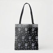 Steampunk Silver Zinc Balloons Aangepaste naam Tote Bag (Voorkant)
