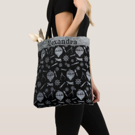 Steampunk Silver Zinc Balloons Aangepaste naam Tote Bag