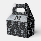 Steampunk Silver Zinc Balloons Monogram Gable Bedankdoosjes (Voorkant Zijde)