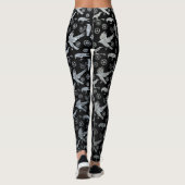 Steampunk Silver Zinc Crows en Gears Leggings (Achterkant)