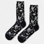 Steampunk Silver Zinc Crows en Gears Socks Sokken (Links)