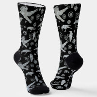 Steampunk Silver Zinc Crows en Gears Socks