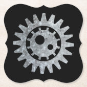 Steampunk Silver Zinc Gear I Kartonnen Onderzetters (Voorkant)