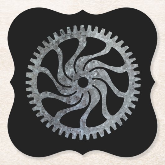 Steampunk Silver Zinc Gear IV Kartonnen Onderzetters (Voorkant)