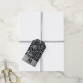 Steampunk Silver Zinc Gears Aangepast monogram Cadeaulabel (Met Touw)