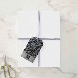 Steampunk Silver Zinc Gears Aangepast monogram Cadeaulabel