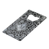 Steampunk Silver Zinc Gears Aangepast monogram Creditkaart Flessenopener (Voorkant Gekanteld)