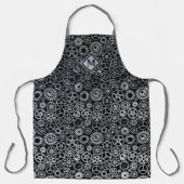 Steampunk Silver Zinc Gears Aangepast monogram Schort (Voorkant)