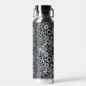 Steampunk Silver Zinc Gears Aangepast monogram Waterfles (Achterkant)