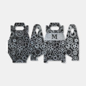 Steampunk Silver Zinc Gears Aangepaste monogram Ga Bedankdoosjes (Uitgevouwen)