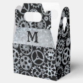 Steampunk Silver Zinc Gears Aangepaste monogram Ga Bedankdoosjes (Geopend)