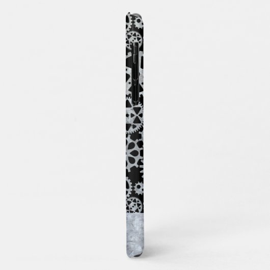 Steampunk Silver Zinc Gears Aangepaste naam Case-Mate iPhone Case (Achterkant/links)