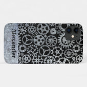 Steampunk Silver Zinc Gears Aangepaste naam Case-Mate iPhone Case (Achterkant (horizontaal))