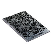 Steampunk Silver Zinc Gears Aangepaste naam Notitieboek (Rechterzijde)