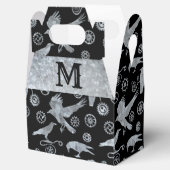 Steampunk Silver Zinc Gears & Crows Monogram Bedankdoosjes (Geopend)