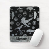 Steampunk Silver Zinc Gears en Crows Custom Name Muismat (Met muis)