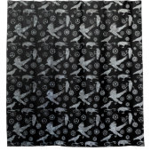 Steampunk Silver Zinc Gears en Crows Douchegordijn (Voorkant)