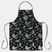 Steampunk Silver Zinc Gears en Crows Monogram Schort (Voorkant)