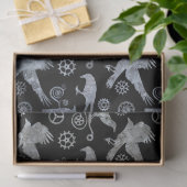 Steampunk Silver Zinc Gears en Crows Tissuepapier (Geschenk)