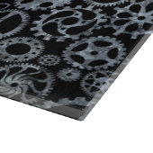 Steampunk Silver Zinc Gears Monogram Snijplank (Hoek)