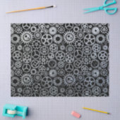 Steampunk Silver Zinc Gears Tissuepapier (Craft)