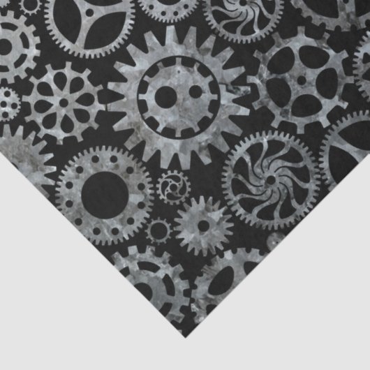 Steampunk Silver Zinc Gears Tissuepapier (Detail)