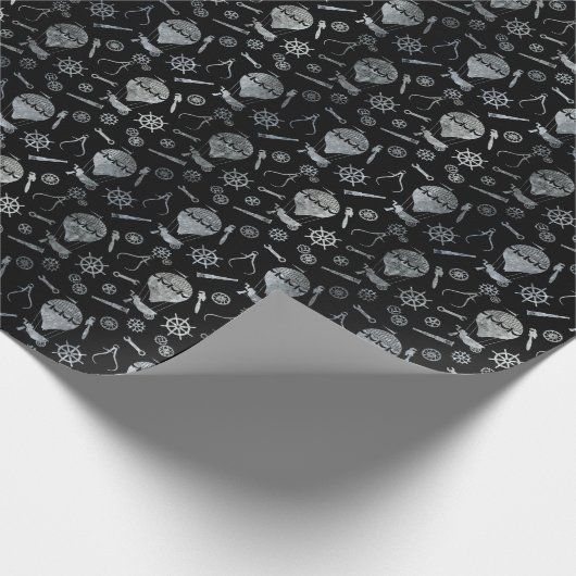 Steampunk Silver Zinc Hot Air-ballonnen Cadeaupapier (Hoek)