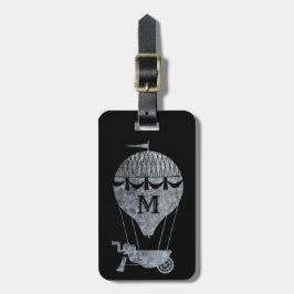 Steampunk Silver Zinc Hot Air Monogram Bagagelabel