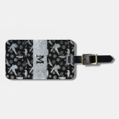 Steampunk Silver Zinc Steel Gears and Crows Bagagelabel (Voorkant horizontaal)