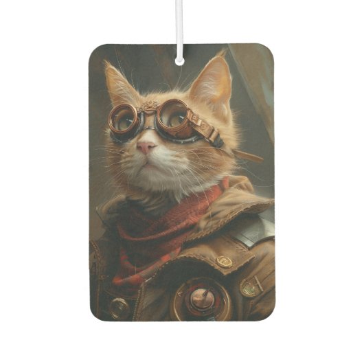 Steampunk Sinaasappel Cat Funny Gift Luchtverfriss Luchtverfrisser (Voorkant)