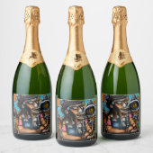 Steampunk Singer in Dreamweaver Sparkling Wijnetiket (Flessen)