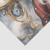 Steampunk Sinterklaas Klok Werk en Sneeuwbomen Tissuepapier (Detail)