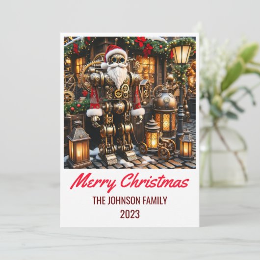 Steampunk Sinterklaas - Vrolijk Kerstfeest Feestdagenkaart (Staand voorkant)