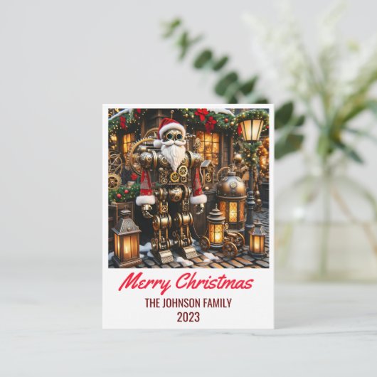 Steampunk Sinterklaas - Vrolijk Kerstfeest Feestdagenkaart (Staand voorkant)