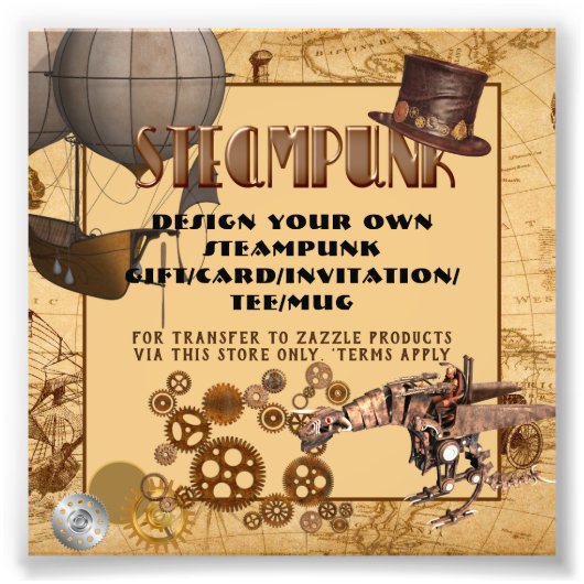STEAMPUNK Sjabloon transfer naar OM HET EVEN WELKE Foto Afdruk (Voorkant)