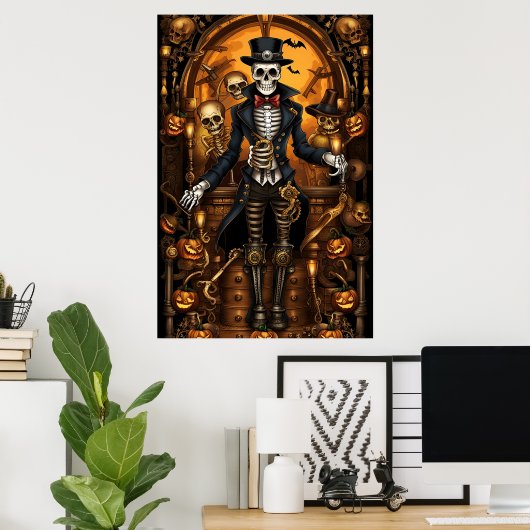 Steampunk Skelet 2 Poster (Thuiskantoor)