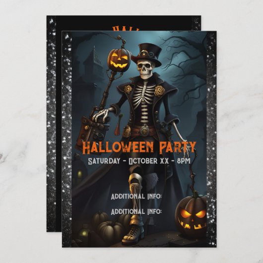 Steampunk Skelet Kaart (Voorkant / Achterkant)