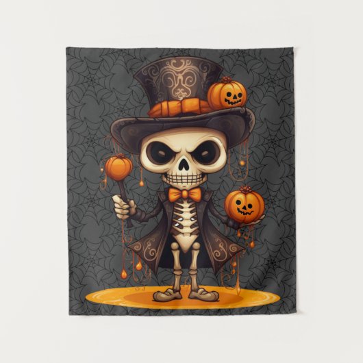 Steampunk Skeleton Art Tapestry Wandkleed (Voorkant)