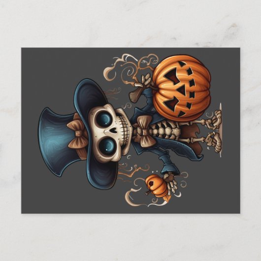 Steampunk Skeleton Briefkaart (Voorkant)