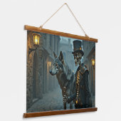 Steampunk Skeleton en Wolf Hangend Wandkleed (Gebogen)