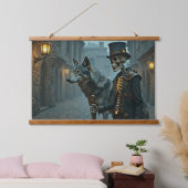 Steampunk Skeleton en Wolf Hangend Wandkleed (Slaapkamer)