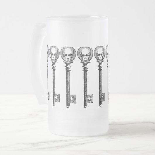 Steampunk Skeleton Key Matglas Bierpul (Voorkant links)