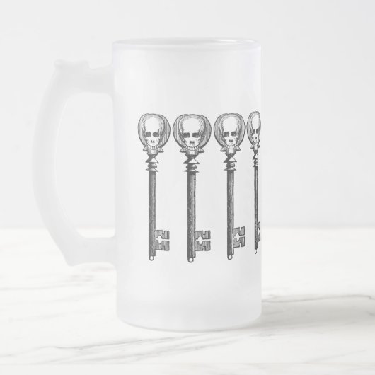 Steampunk Skeleton Key Matglas Bierpul (Links)