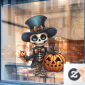 Steampunk Skeleton Window Cling Raamsticker (Cafe Raam)