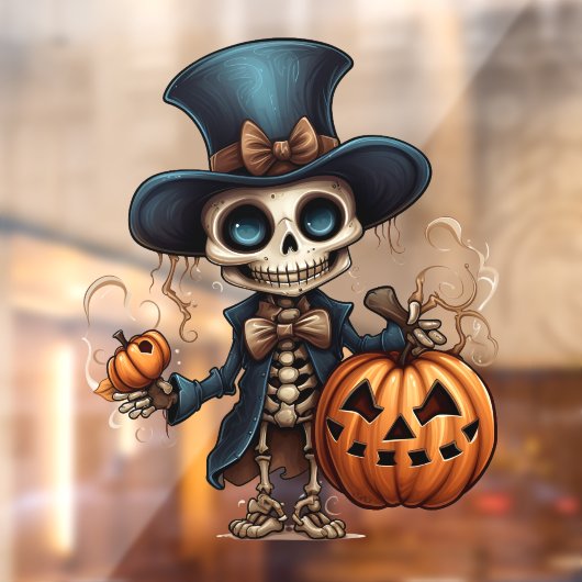 Steampunk Skeleton Window Cling Raamsticker (Vel 2)