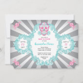 Steampunk Skull Burst Baby shower Uitnodiging (Voorkant)