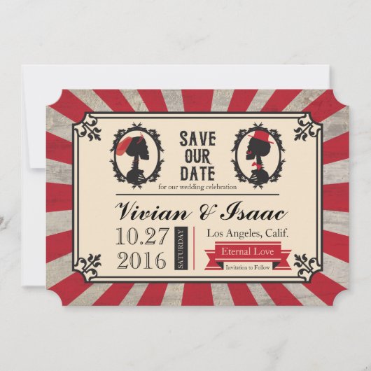 Steampunk Skull Cameo Wedding Bewaar de datums Save The Date (Voorkant)
