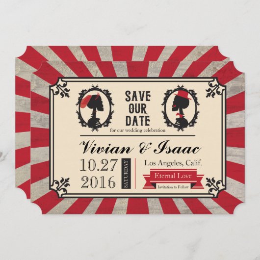 Steampunk Skull Cameo Wedding Bewaar de datums Save The Date (Voorkant / Achterkant)